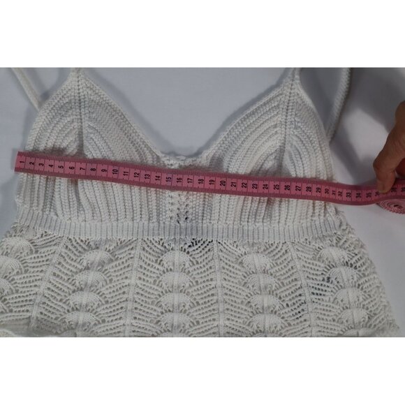 Forever 21 Crochet Knit White Cami Top‎ with Scalloped Hem & Adjustable Straps L - Picture 9 of 10